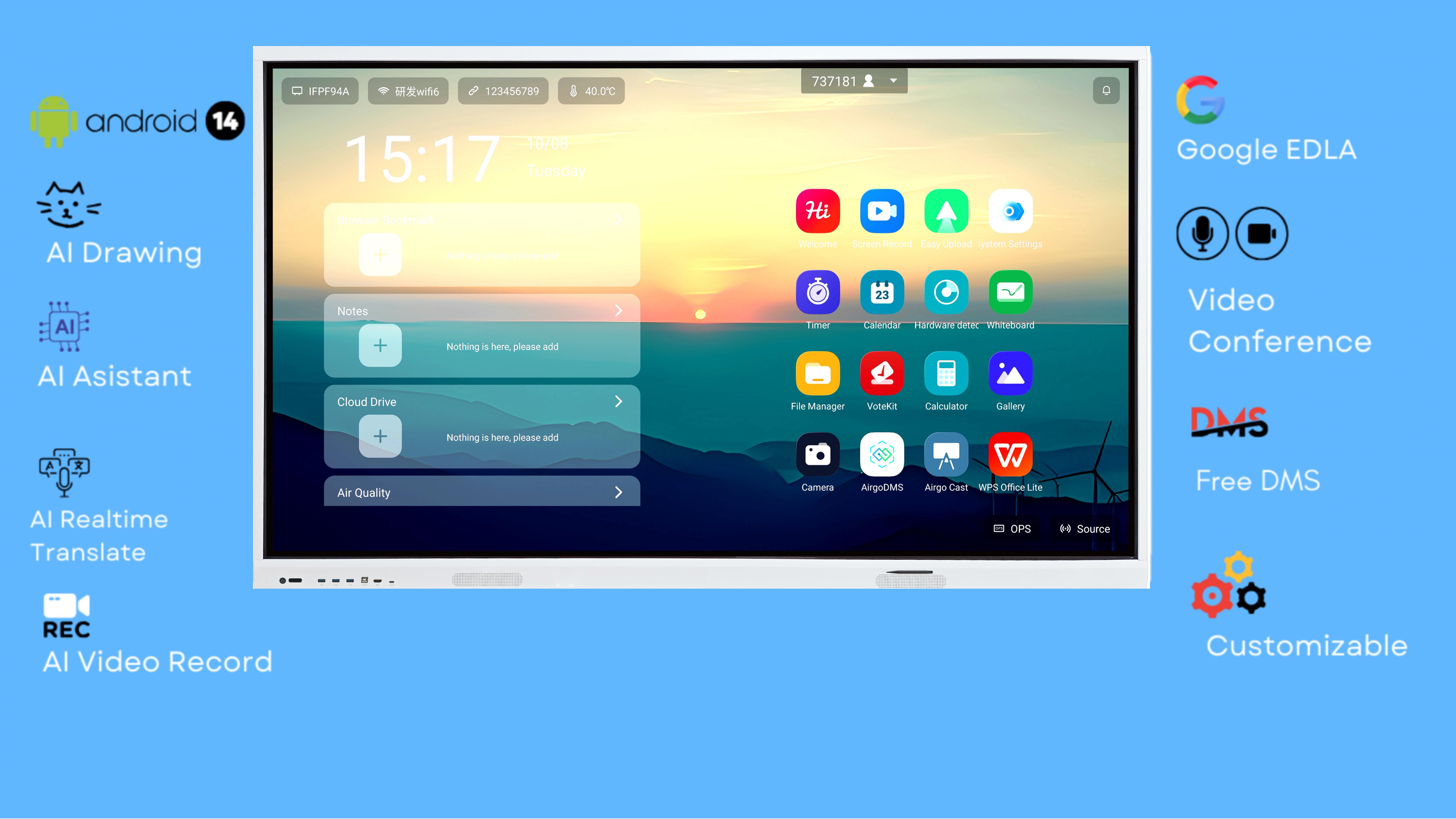 Apollo AIP9679-J Pen Pick Up Write Android 14.0 Interactive Flat Pane feature